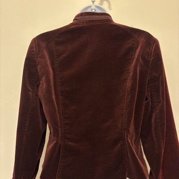 Theory Cropped Burgundy Velvet jacket Sz S - Picture 9 of 10